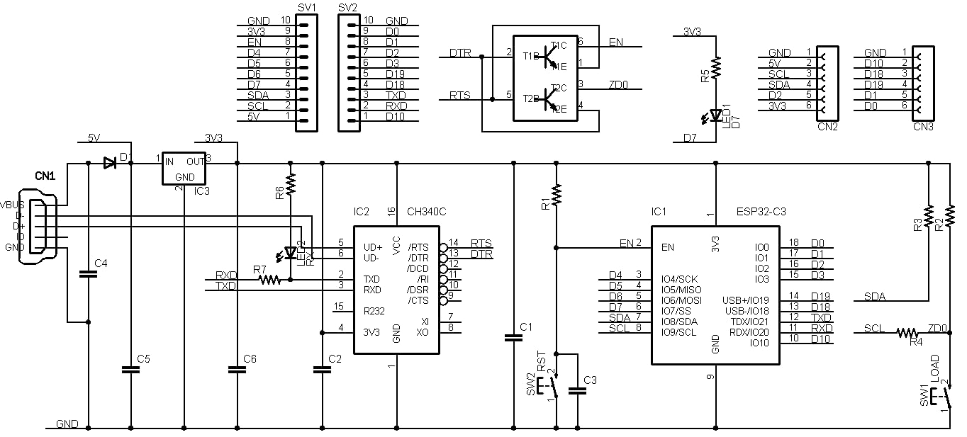 ESP32-C3-SLIM-R1 (ESP32-C3-WROOM-02:RISC-V, 4M 開発ボード) USB Type-C コネクタ 技適取得済