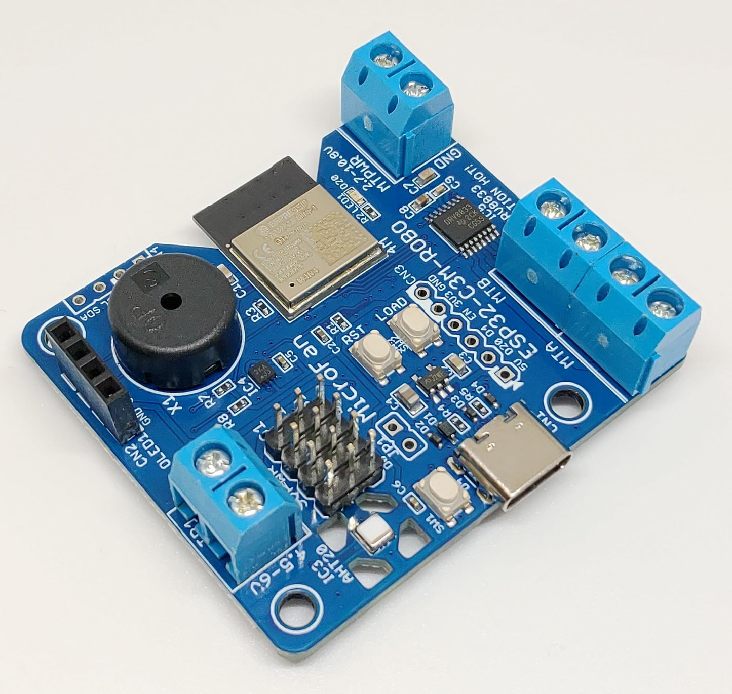 ESP32-C3M-ROBO (ESP32-C3-MINI-1) +センサー/RCサーボ/DCモーター コントローラ USB Type-C コネクタ 技適取得済