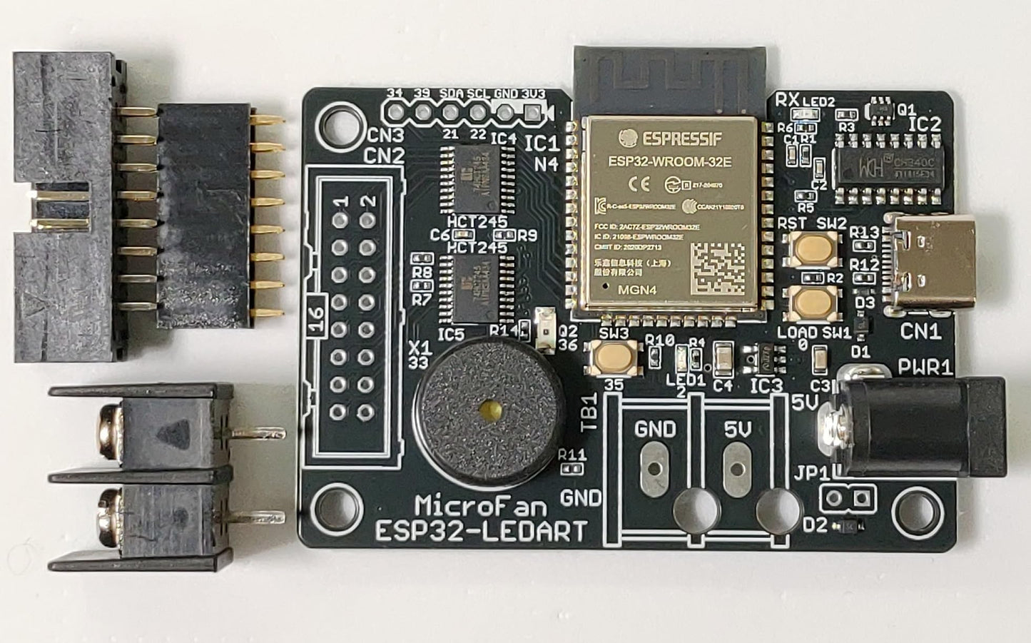P5 ESP32 デジタルサイネージ コンストラクションキット (P5 64x32 LEDパネル2枚(128x32ピクセル), ESP32-LEDART コントローラ 技適取得済, LEDアルミレールケース セット)