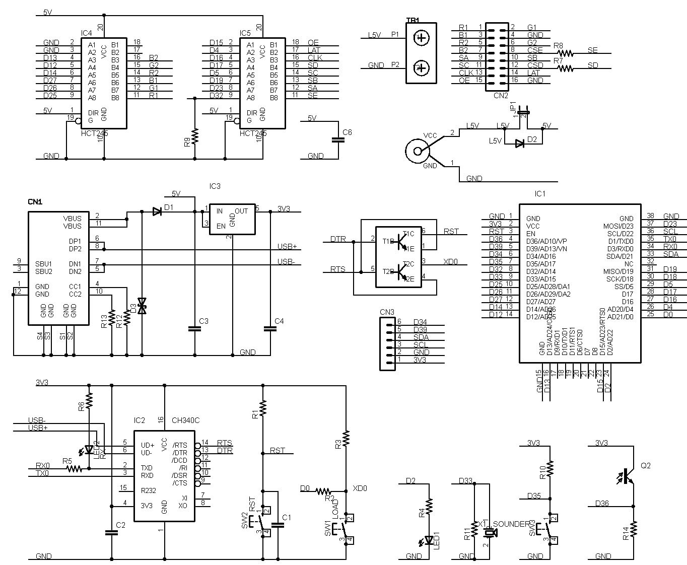 ESP32-LEDART (ESP32E, 4M) LED RGB パネル HUB75コントローラ USBインターフェース付き 技適取得済