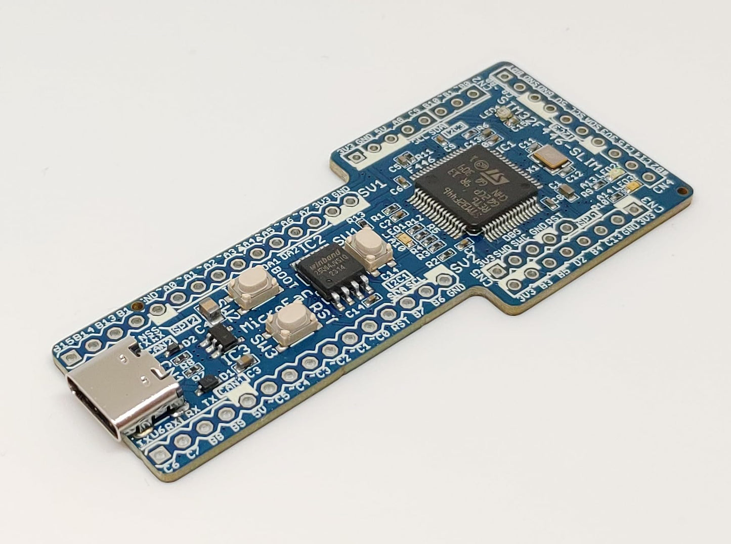 STM32F446-SLIM (STM32F446RE, ARM Cortex-M4, 180MHz, 512KFlash, 128KRAM)+8MFLASH開発ボード Type-C USBコネクタ