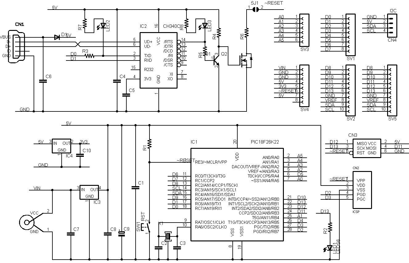 PICSYS18-UNO5 (PIC18F/PIC16F 開発ボード)