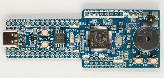 STM32F412-SLIM-PLUS (STM32F412RE, ARM Cortex-M4. 100MHz, 512KFlash, 256KRAM)+8MFLASH+基本入出力+センサー 開発ボード Type-C USBコネクタ