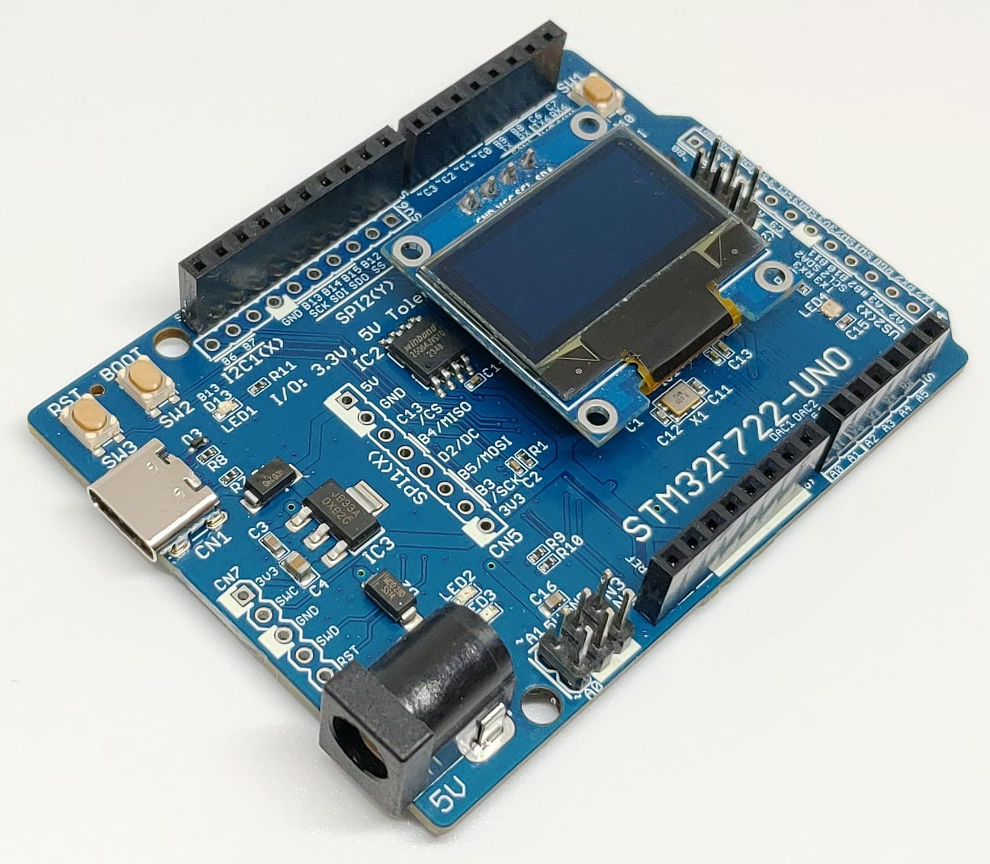 STM32F722-UNO (STM32F722RE, ARM Cortex-M7, 216MHz, 512KFlash, 256KRAM)+ 8MB Flash 開発ボード USB Type-C コネクタ