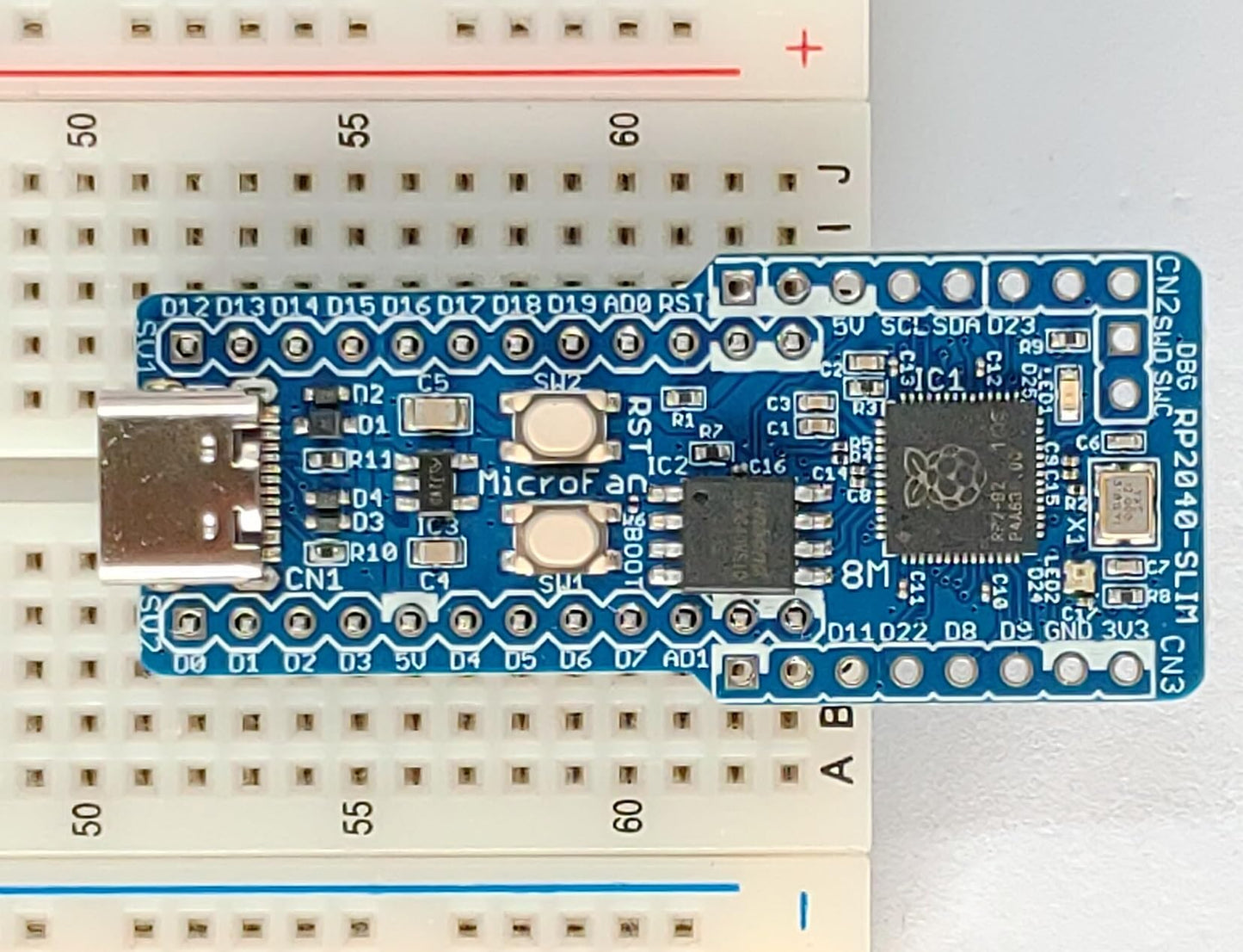 RP2040-SLIM (RP2040, Dual ARM Cortex-M0+ 8MB Flash) 開発ボード USB Type-C コネクタ