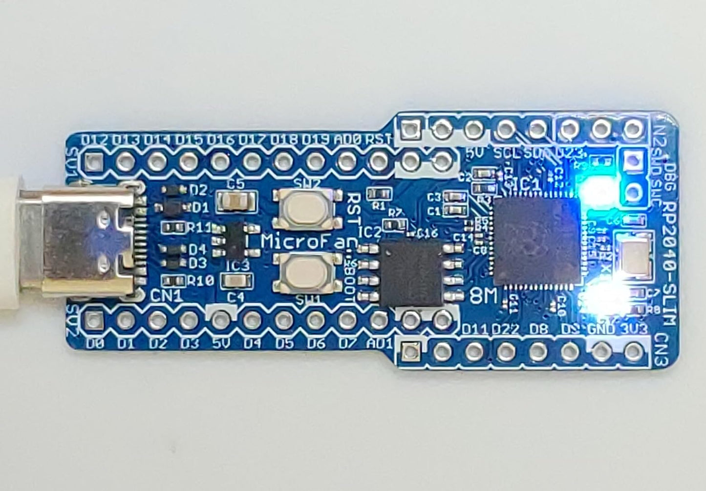 RP2040-SLIM (RP2040, Dual ARM Cortex-M0+ 8MB Flash) 開発ボード USB Type-C コネクタ
