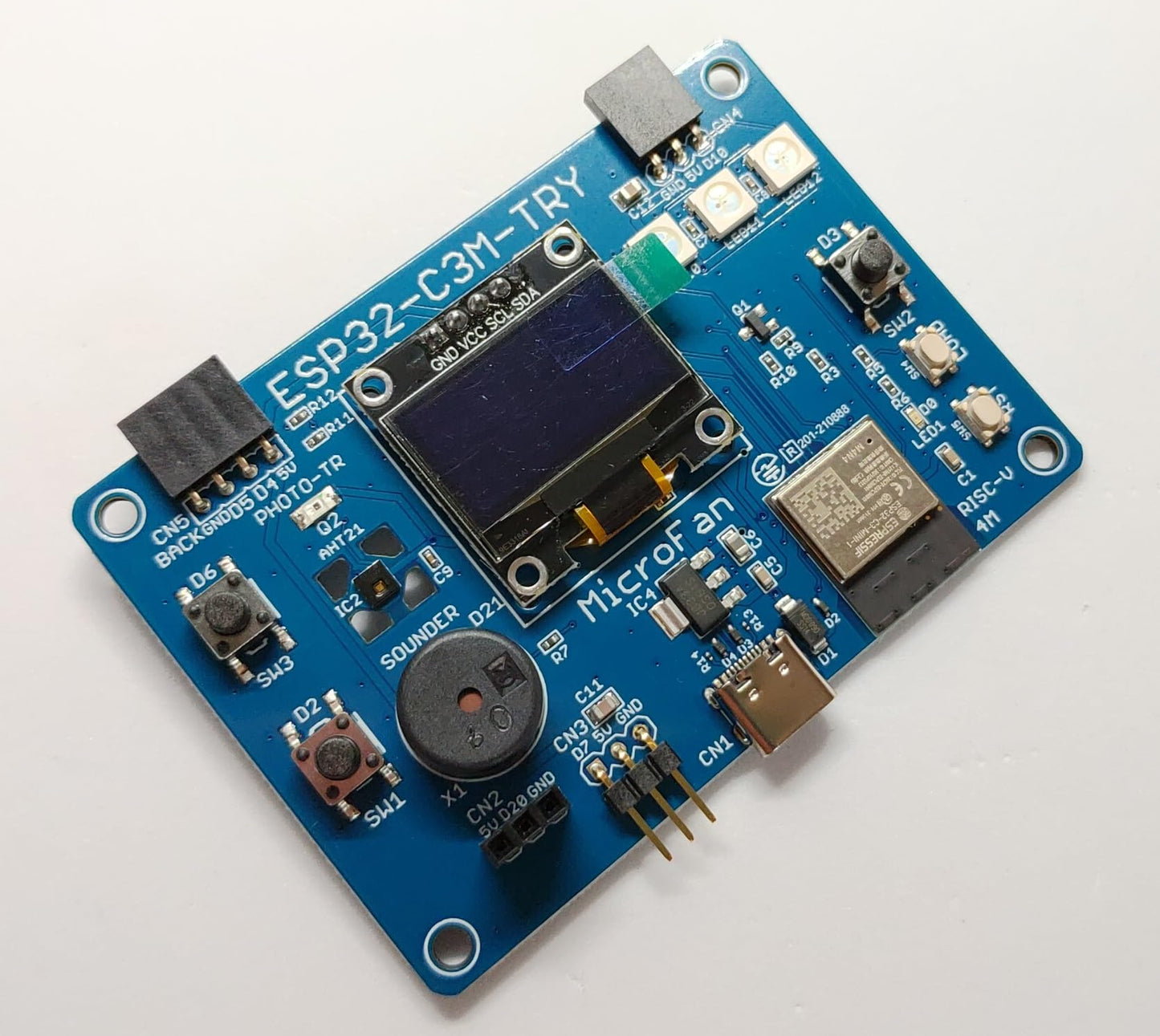 ESP32-C3M-TRY (ESP32-C3-MINI-1, 4M) オールインワン 開発ボード USB Type-C インターフェース付き 技適取得済