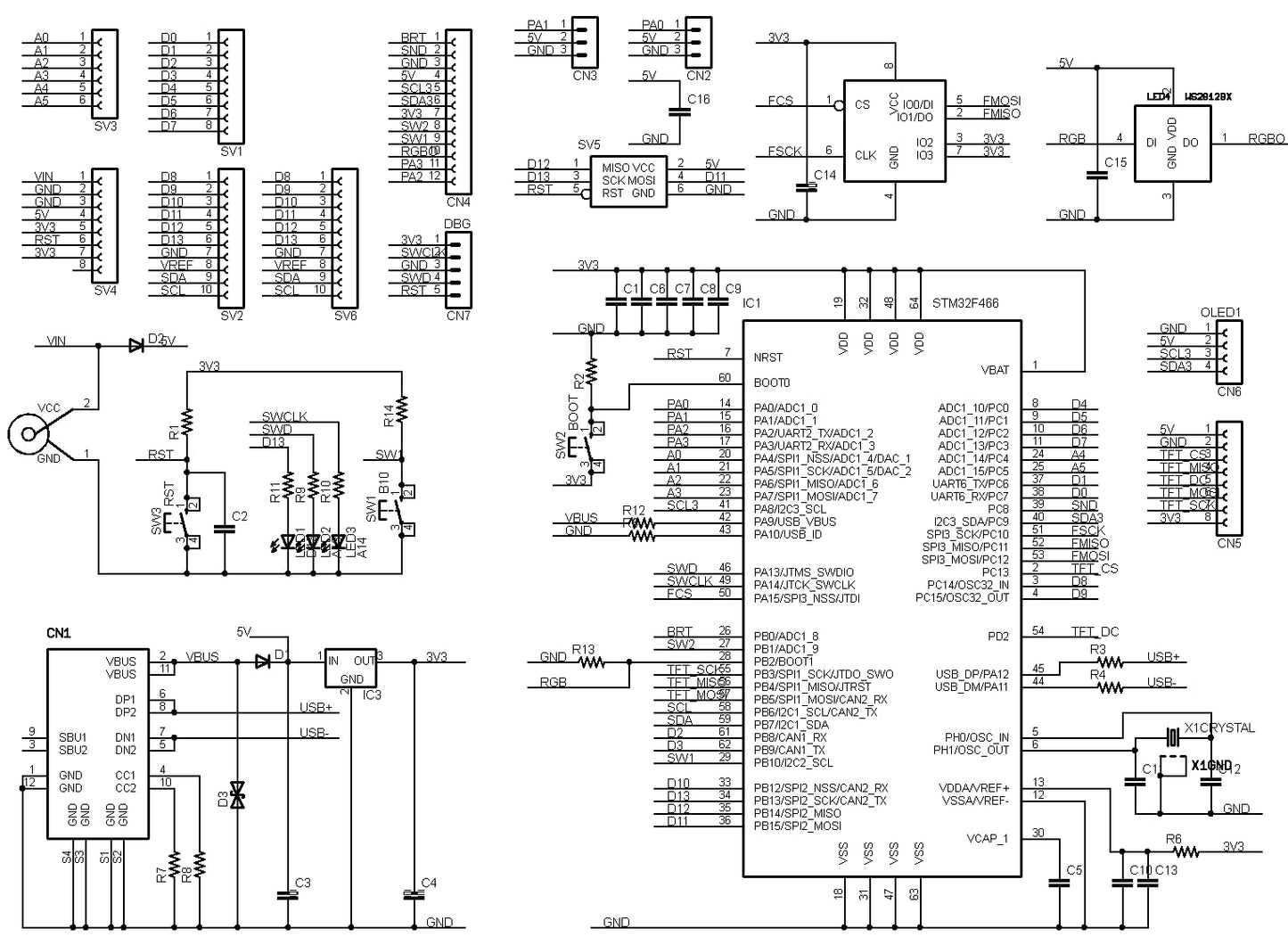 STM32F446-UNO (STM32F446RE, ARM Cortex-M4, 180MHz, 512KFlash, 128KRAM)+ 8MB Flash 開発ボード