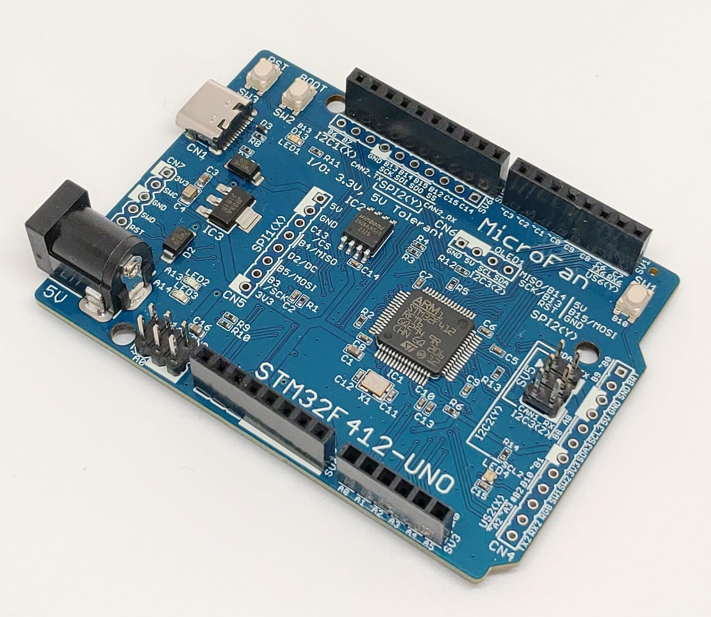 STM32F412-UNO (STM32F412RE, ARM Cortex-M4, 100MHz, 512KFlash, 256KRAM)+ 8MB Flash 開発ボード