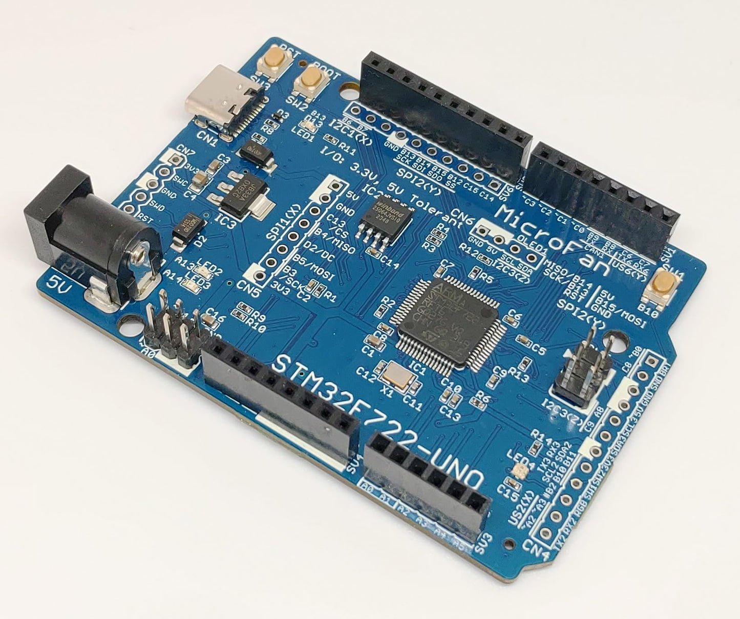 STM32F722-UNO (STM32F722RE, ARM Cortex-M7, 216MHz, 512KFlash, 256KRAM)+ 8MB Flash 開発ボード USB Type-C コネクタ
