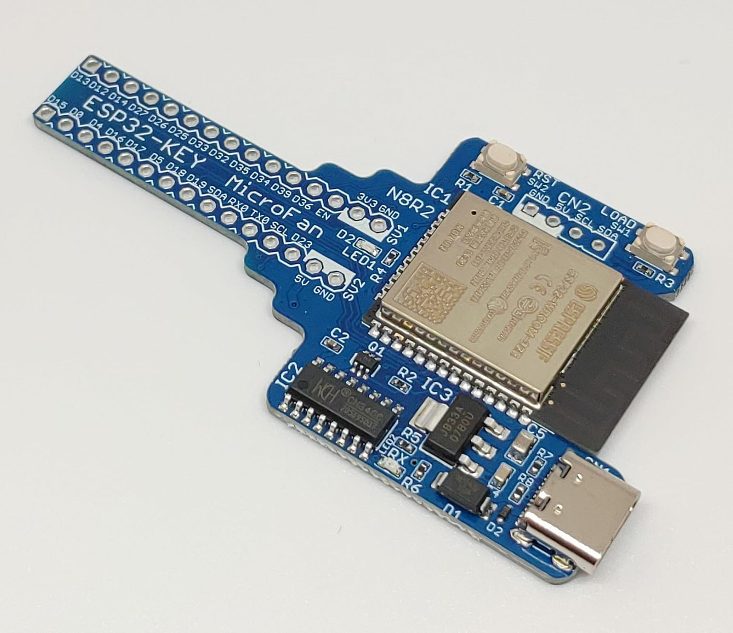 ESP32-KEY-R3 (ESP32-WROOM-32E, 8MFLASH, 2MPSRAM 開発ボード) USB Type-C インターフェース付き 技適取得済