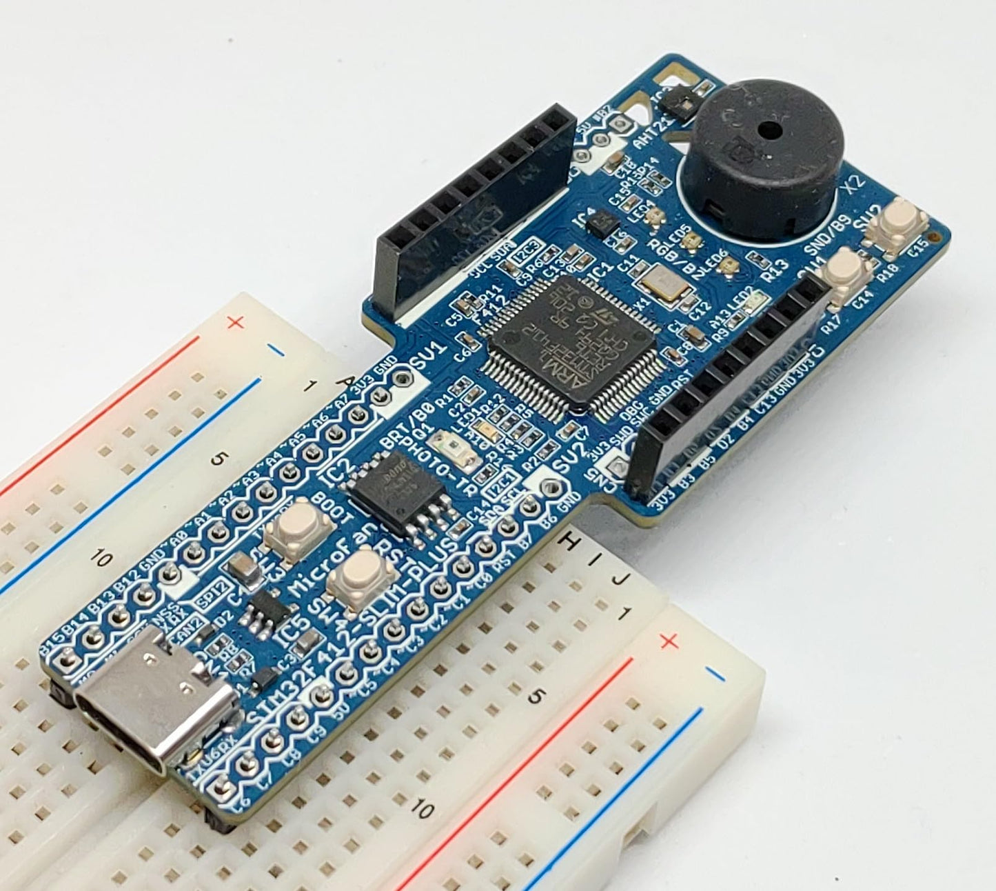 STM32F412-SLIM-PLUS (STM32F412RE, ARM Cortex-M4. 100MHz, 512KFlash, 256KRAM)+8MFLASH+基本入出力+センサー 開発ボード Type-C USBコネクタ