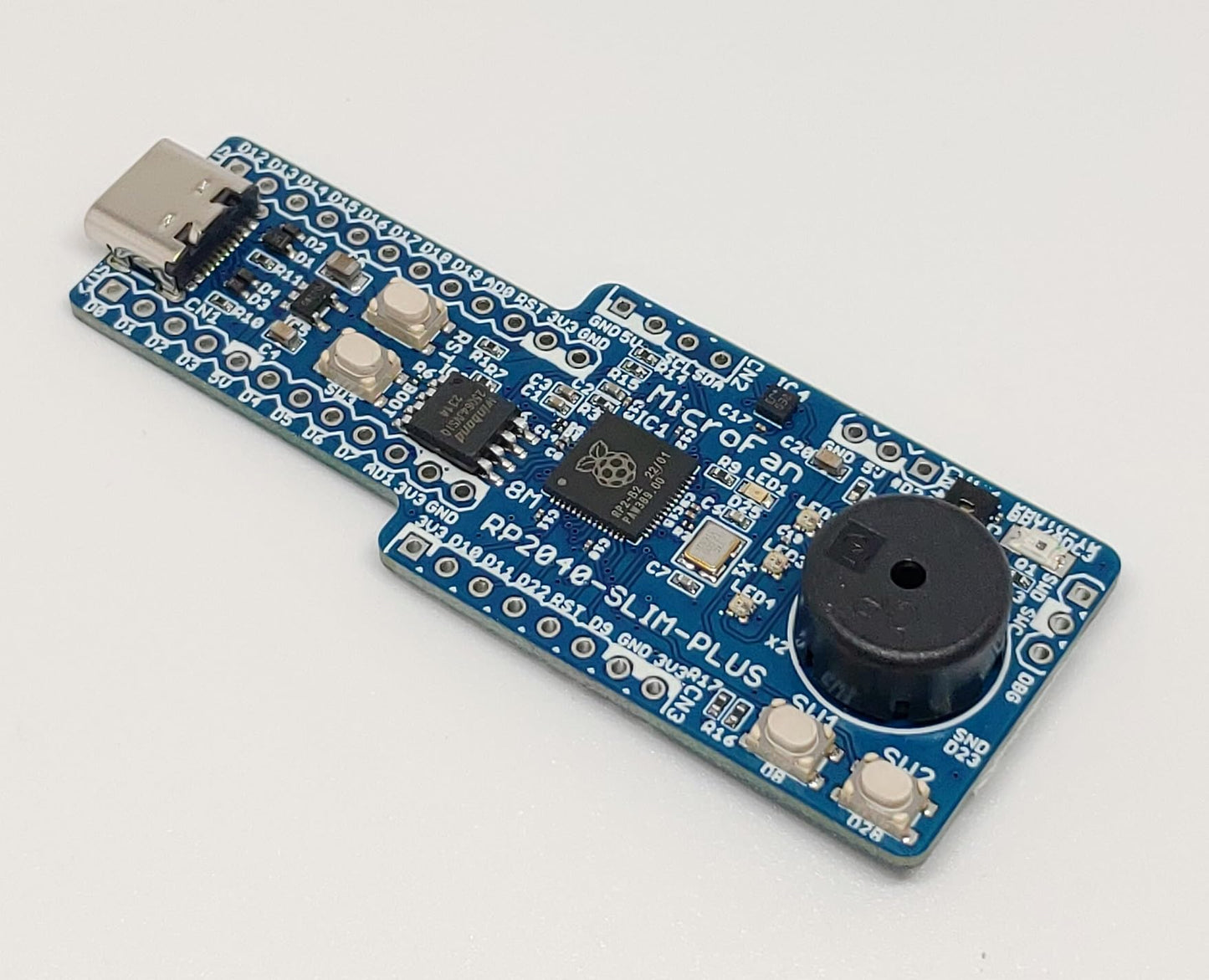 RP2040-SLIM-PLUS (RP2040, Dual ARM Cortex-M0+ 8MB Flash) +基本入出力+センサー 開発ボード USB Type-C コネクタ