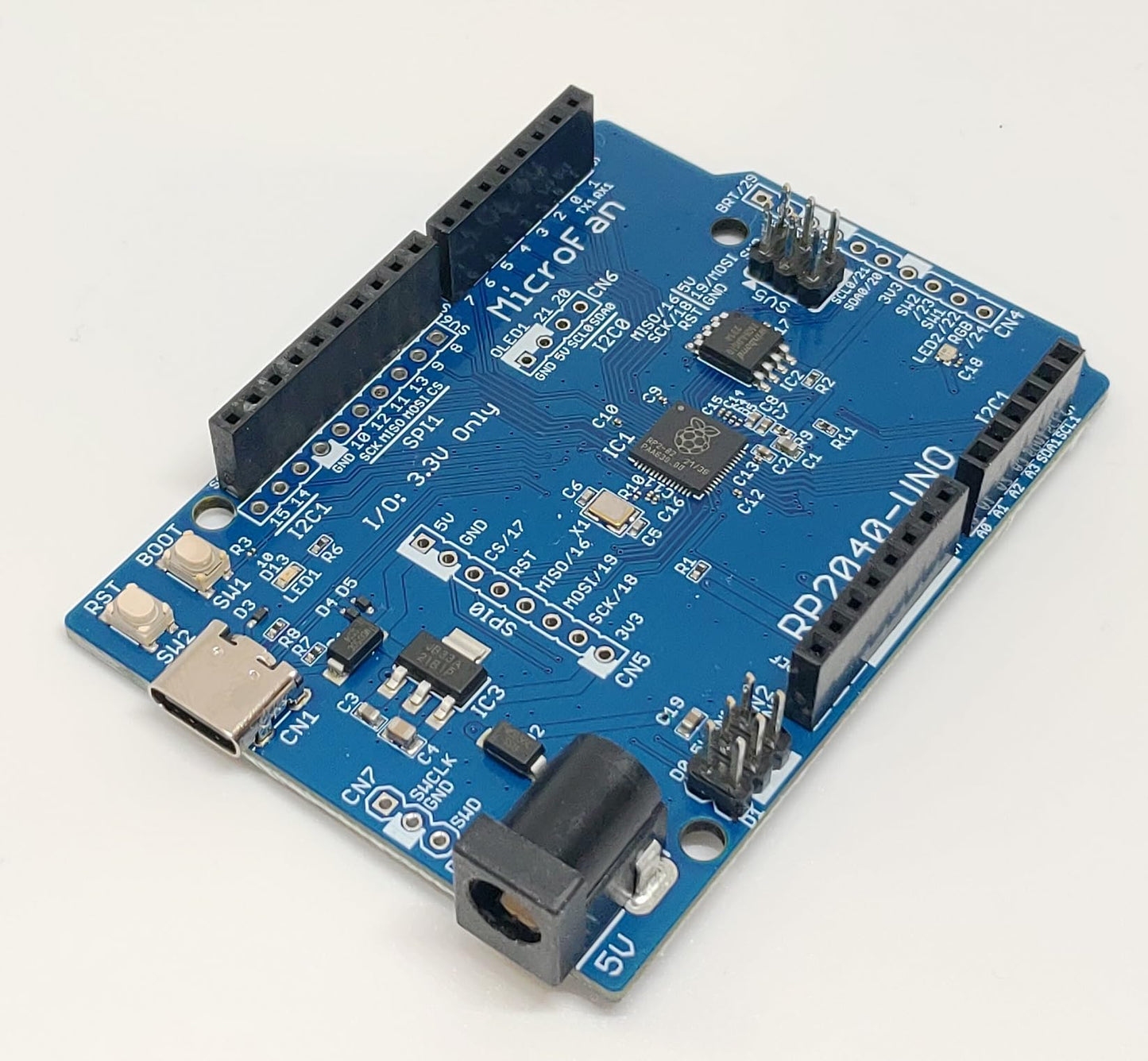 RP2040-UNO (RP2040, Dual ARM Cortex-M0+ 8MB Flash) 開発ボード USB Type-C コネクタ