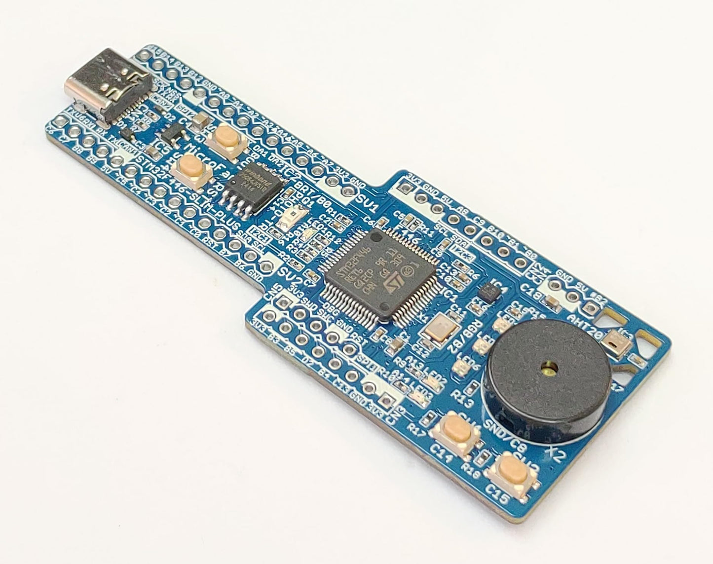 STM32F446-SLIM-PLUS (STM32F446RE, ARM Cortex-M4. 180MHz, 512KFlash, 128KRAM)+8MFLASH+基本入出力+センサー 開発ボード Type-C USBコネクタ