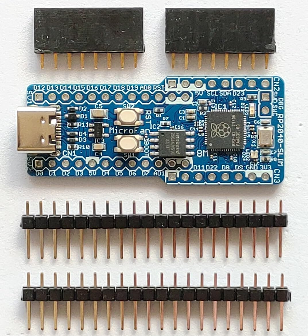 RP2040-SLIM (RP2040, Dual ARM Cortex-M0+ 8MB Flash) 開発ボード USB Type-C コネクタ