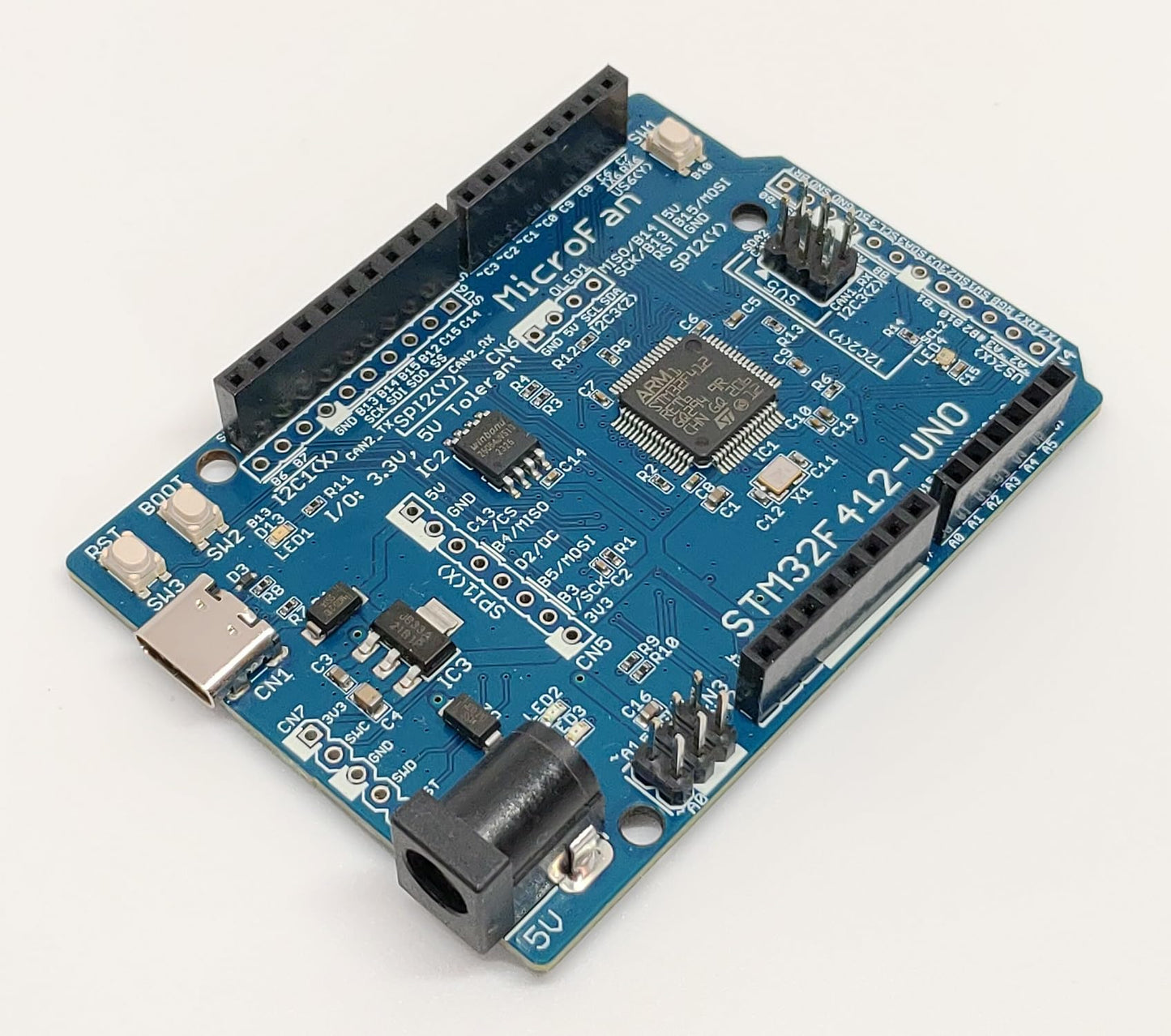 STM32F412-UNO (STM32F412RE, ARM Cortex-M4, 100MHz, 512KFlash, 256KRAM)+ 8MB Flash 開発ボード