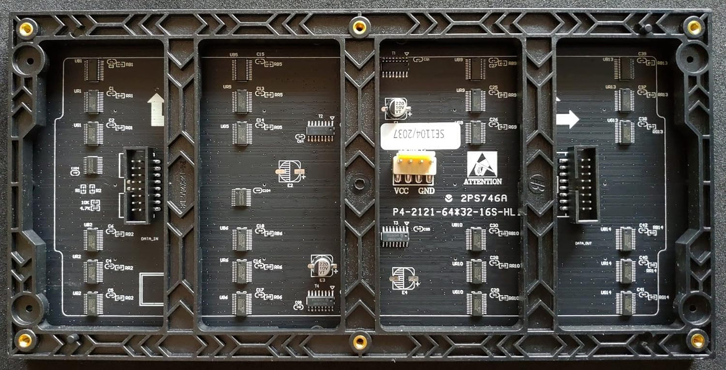 P4 屋内用 RGB LEDマトリックスパネル 64X32ピクセル 256mmx128mm, ABS樹脂製白色スタンドセット