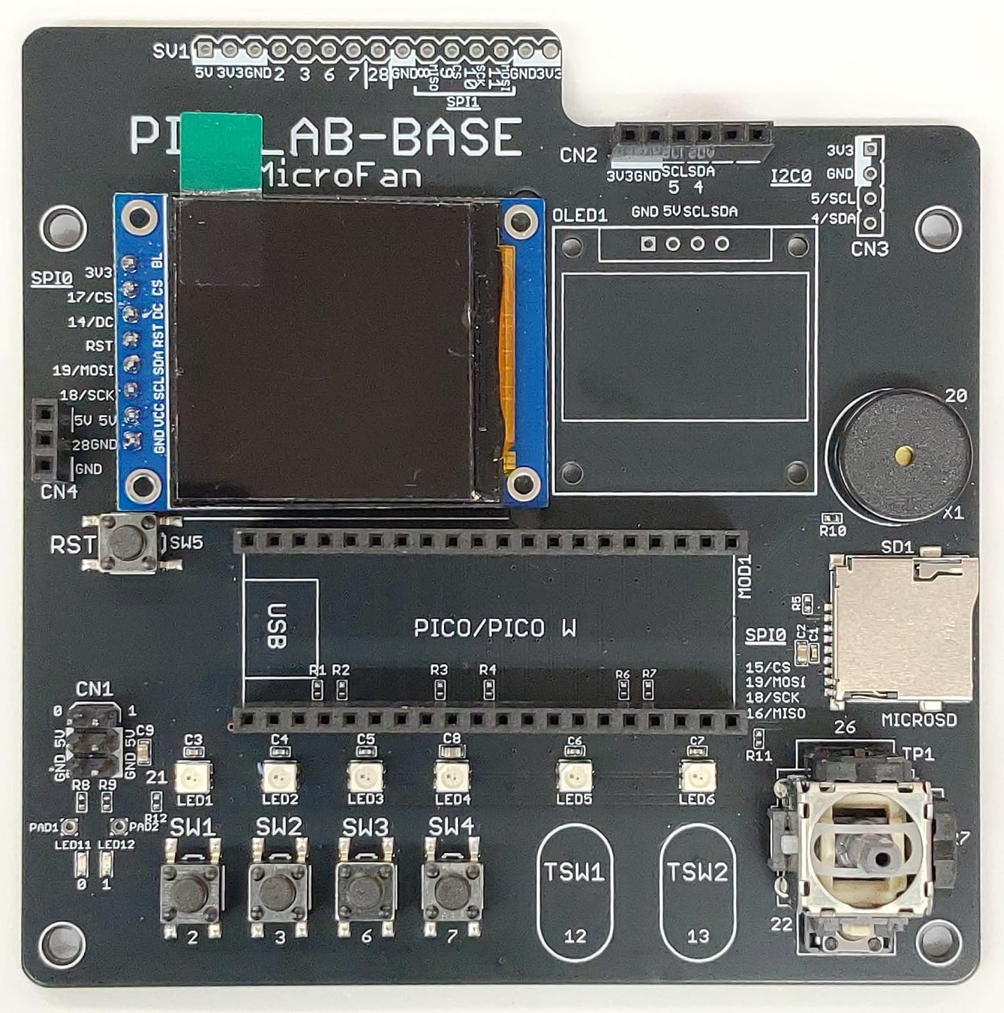 PICOLAB-BASE (実験用多機能拡張ボード: Raspberry Pi PICO/PICO W/PICO 2対応)