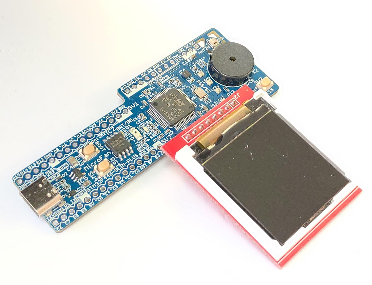 STM32F446-SLIM-PLUS (STM32F446RE, ARM Cortex-M4. 180MHz, 512KFlash, 128KRAM)+8MFLASH+基本入出力+センサー 開発ボード Type-C USBコネクタ