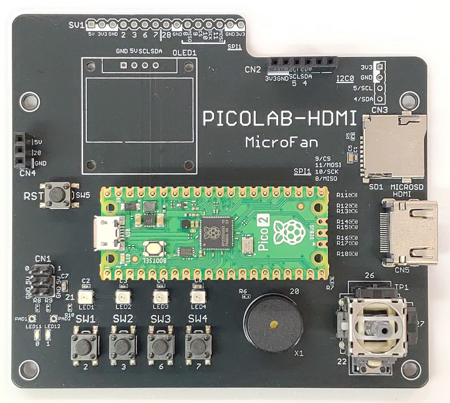 PICOLAB-HDMI (モニタ表示実験用拡張ボード: Raspberry Pi PICO/PICO 2, PicoDVI対応)