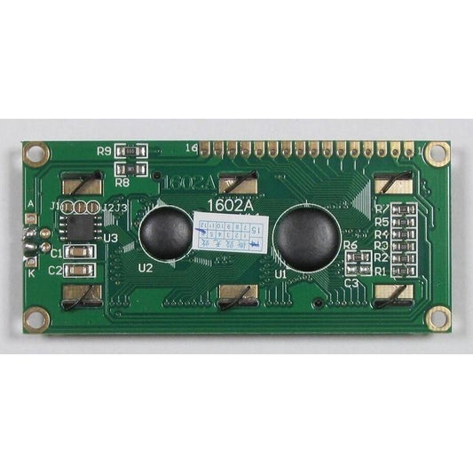 16文字2行液晶文字ディスプレイ(3.3V、文字黒、バックライト黄緑)