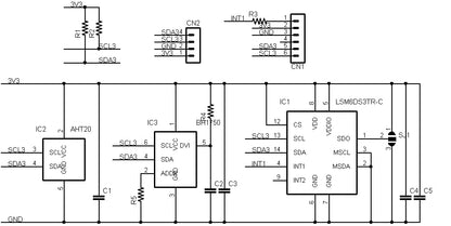 SENSOR-V3BITS (加速度, ジャイロ, 温度, 湿度, 照度) I2Cインターフェース センサーボード 3.3V専用