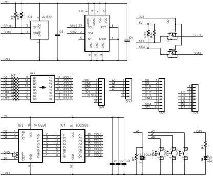 DML-STACK5V （8x8 ドットマトリックスLED、加速度、温度・湿度センサー、圧電スピーカー、タクトスイッチ搭載）シールドキット