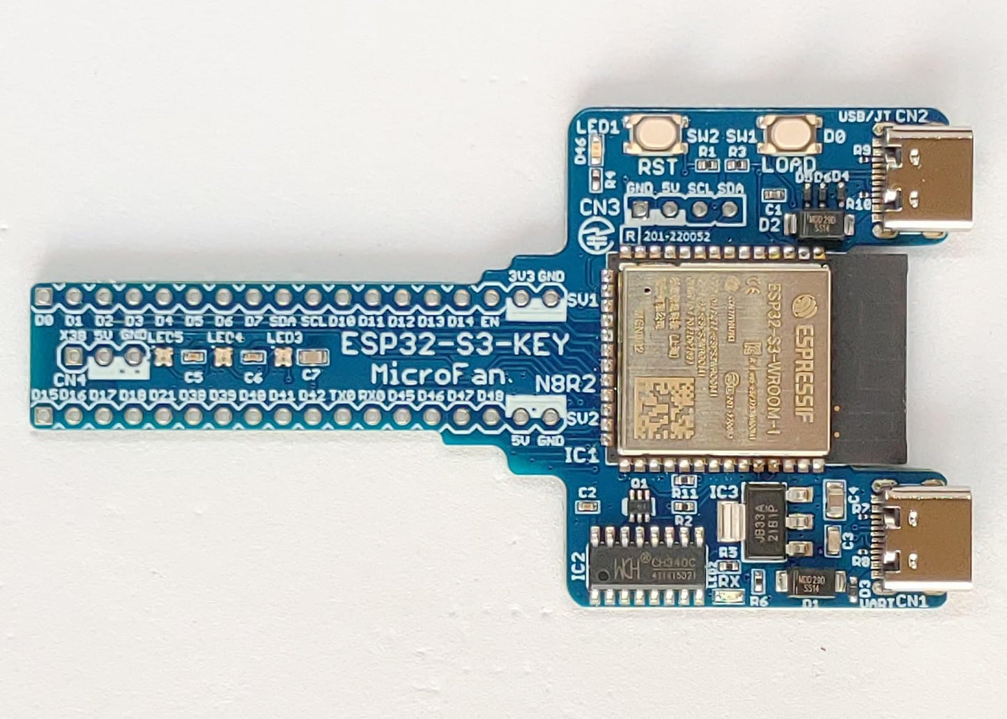 ESP32-S3-KEY-R2 (ESP32-S3-WROOM-1, 8MFLASH, 2MPSRAM開発ボード) Type-C USBコネクタ 技適取得済