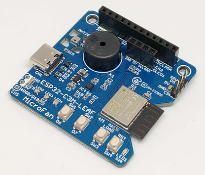 ESP32-C3M-LEAF (ESP32-C3-MINI-1, 4M) 入出力・センサー付き開発ボード USB Type-C インターフェース付き 技適取得済