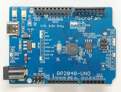 RP2040-UNO (RP2040, Dual ARM Cortex-M0+ 8MB Flash) 開発ボード USB Type-C コネクタ