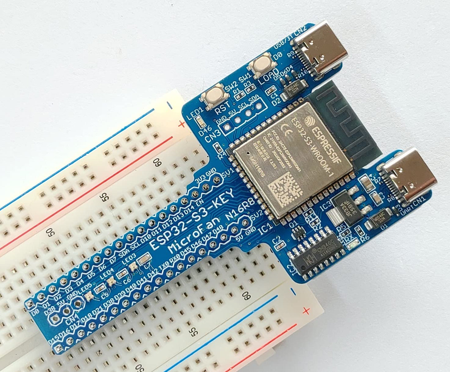 ESP32-S3-KEY-R2 (ESP32-S3-WROOM-1, 8MFLASH, 2MPSRAM開発ボード) Type-C USBコネクタ 技適取得済