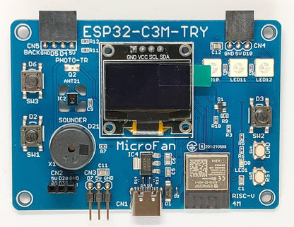 ESP32-C3M-TRY (ESP32-C3-MINI-1, 4M) オールインワン 開発ボード USB Type-C インターフェース付き 技適取得済