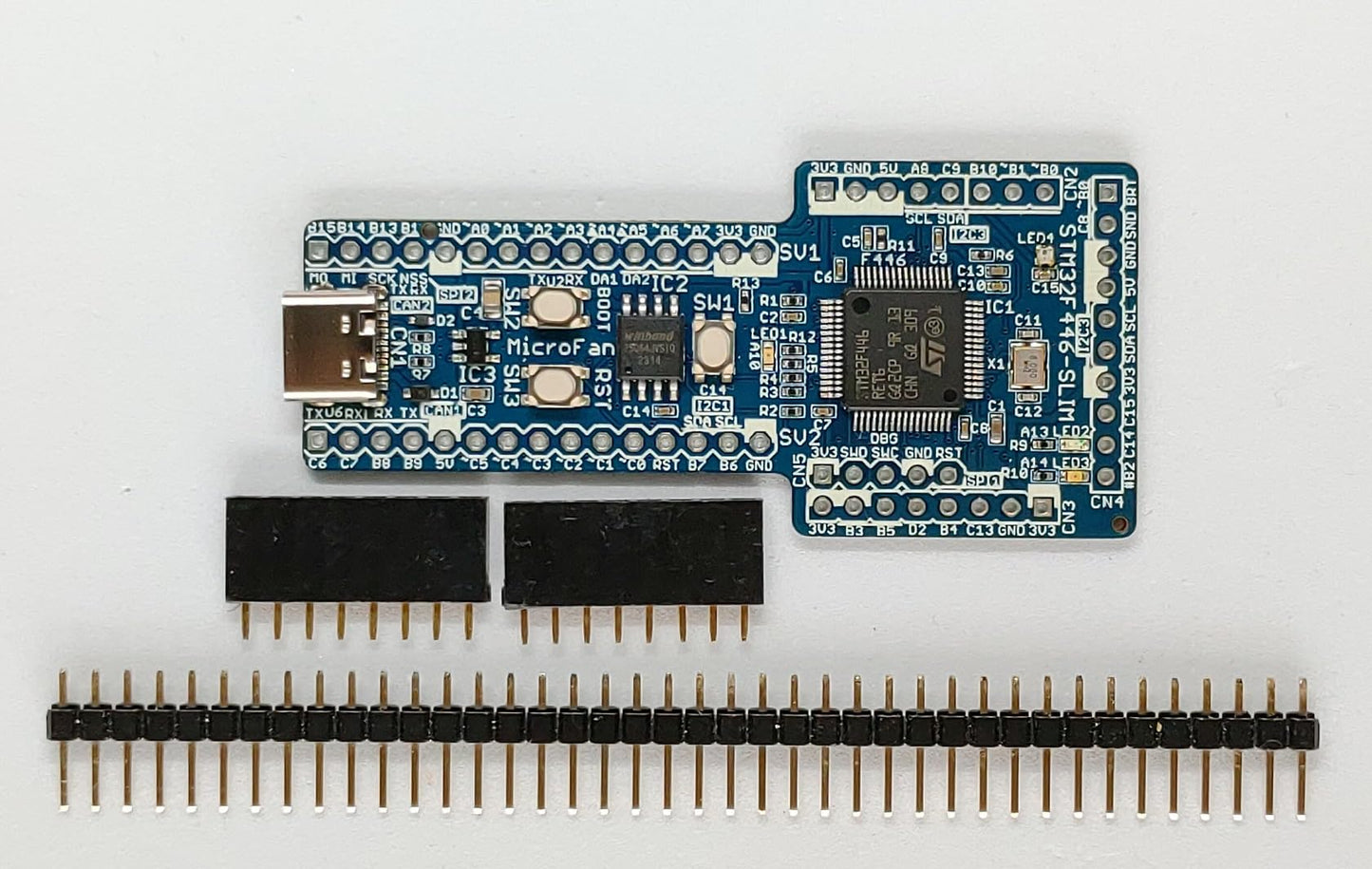 STM32F446-SLIM (STM32F446RE, ARM Cortex-M4, 180MHz, 512KFlash, 128KRAM)+8MFLASH開発ボード Type-C USBコネクタ