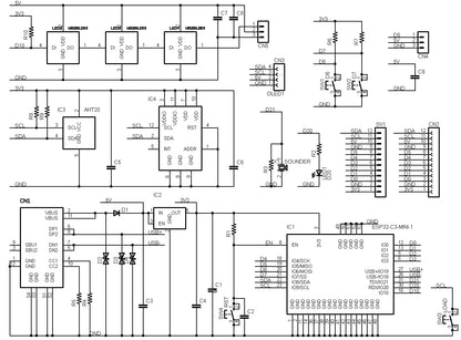 ESP32-C3M-LEAF (ESP32-C3-MINI-1, 4M) 入出力・センサー付き開発ボード USB Type-C インターフェース付き 技適取得済