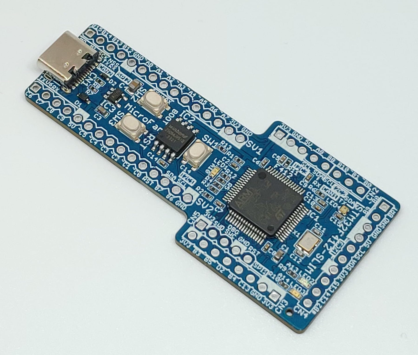 STM32F412-SLIM (STM32F412RE, ARM Cortex-M4, 100MHz, 512KFlash, 256KRAM)+8MFLASH開発ボード Type-C USBコネクタ