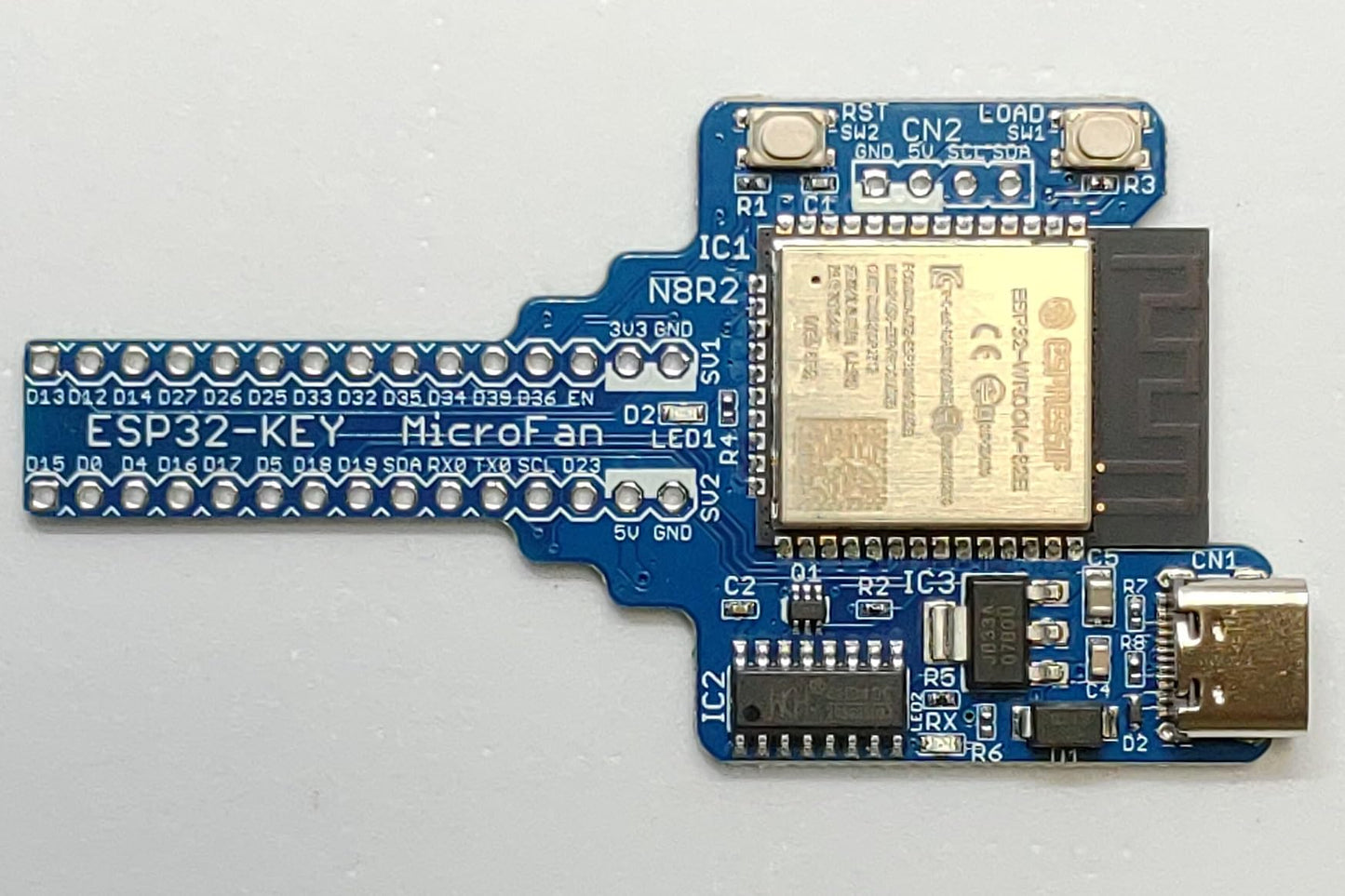 ESP32-KEY-R3 (ESP32-WROOM-32E, 8MFLASH, 2MPSRAM 開発ボード) USB Type-C インターフェース付き 技適取得済
