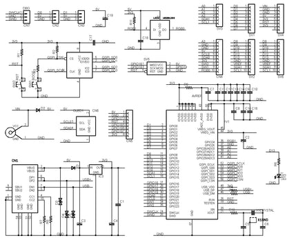 RP2040-UNO (RP2040, Dual ARM Cortex-M0+ 8MB Flash) 開発ボード USB Type-C コネクタ