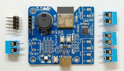 ESP32-C3M-ROBO (ESP32-C3-MINI-1) +センサー/RCサーボ/DCモーター コントローラ USB Type-C コネクタ 技適取得済