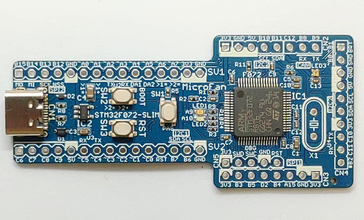 STM32F072-SLIM (STM32F072RB, ARM Cortex-M0, 48MHz, 128KFlash, 16KRAM) 開発ボード Type-C USBコネクタ