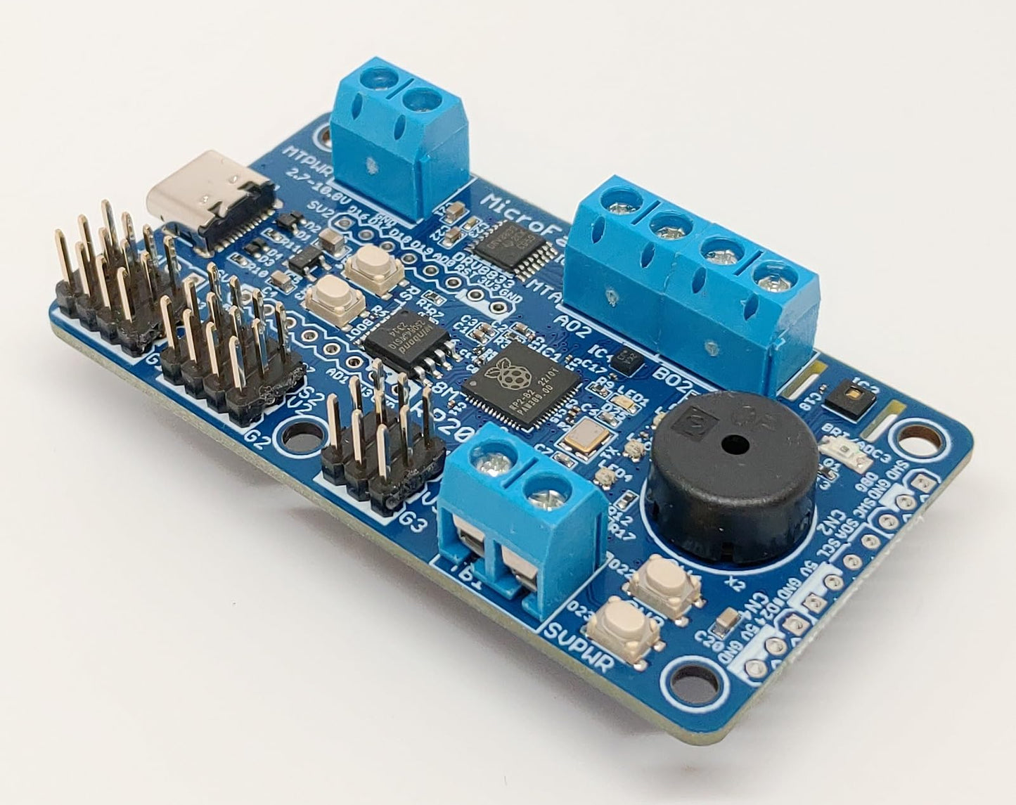 RP2040-ROBO (RP2040, Dual ARM Cortex-M0+ 8MB Flash) +センサー/RCサーボ/DCモーター コントローラ USB Type-C コネクタ