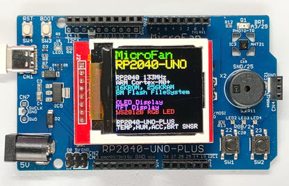 RP2040-UNO-PLUS (RP2040, Dual ARM Cortex-M0+ 8MB Flash) +基本入出力+センサー 開発ボード USB Type-C コネクタ
