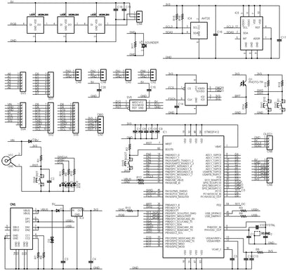 STM32F412-UNO-PLUS (STM32F412RE, ARM Cortex-M4, 100MHz, 512KFlash, 256KRAM)+ 8MB Flash+基本入出力+センサー 開発ボード