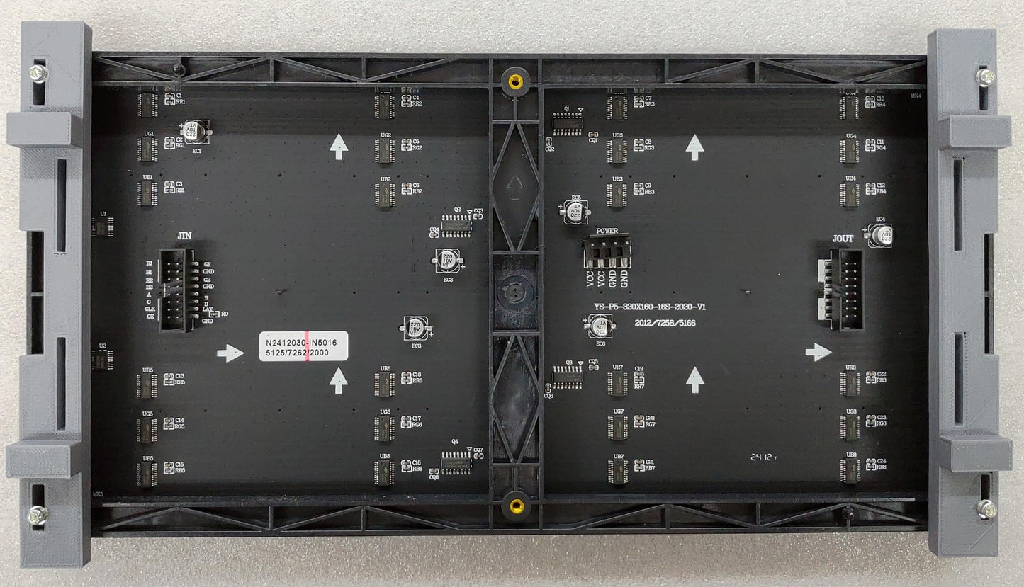 P5 ESP32 デジタルサイネージ コンストラクションキット (P5 64x32 LEDパネル２枚(128x32ピクセル), ESP32-LEDART コントローラ 技適取得済, LEDアルミレールケース セット)