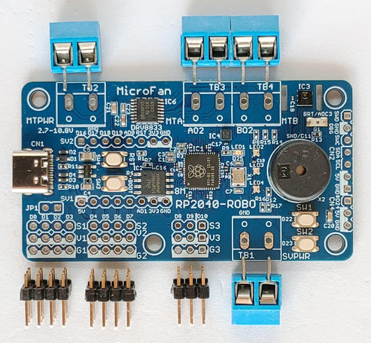 RP2040-ROBO (RP2040, Dual ARM Cortex-M0+ 8MB Flash) +センサー/RCサーボ/DCモーター コントローラ USB Type-C コネクタ