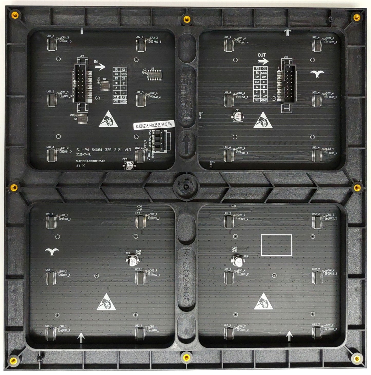 P4 [[GBR]] LEDマトリックスパネル 64X64ピクセル 256mmx256mm 室内用