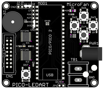 PICO-LEDART RGB LED パネル HUB75コントローラ (Raspberry Pi PICO/PICO2/PICO2 W対応)