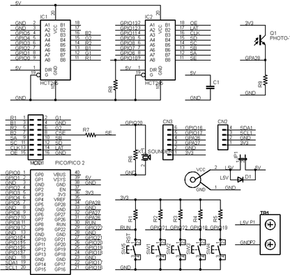 PICO-LEDART RGB LED パネル HUB75コントローラ (Raspberry Pi PICO/PICO2/PICO2 W対応)