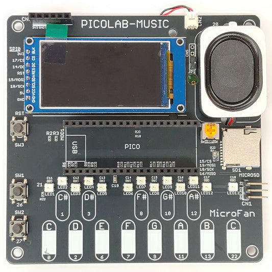 PICOLAB-MUSIC (オーディオ実験用拡張ボード: Raspberry Pi PICO/PICO W対応)