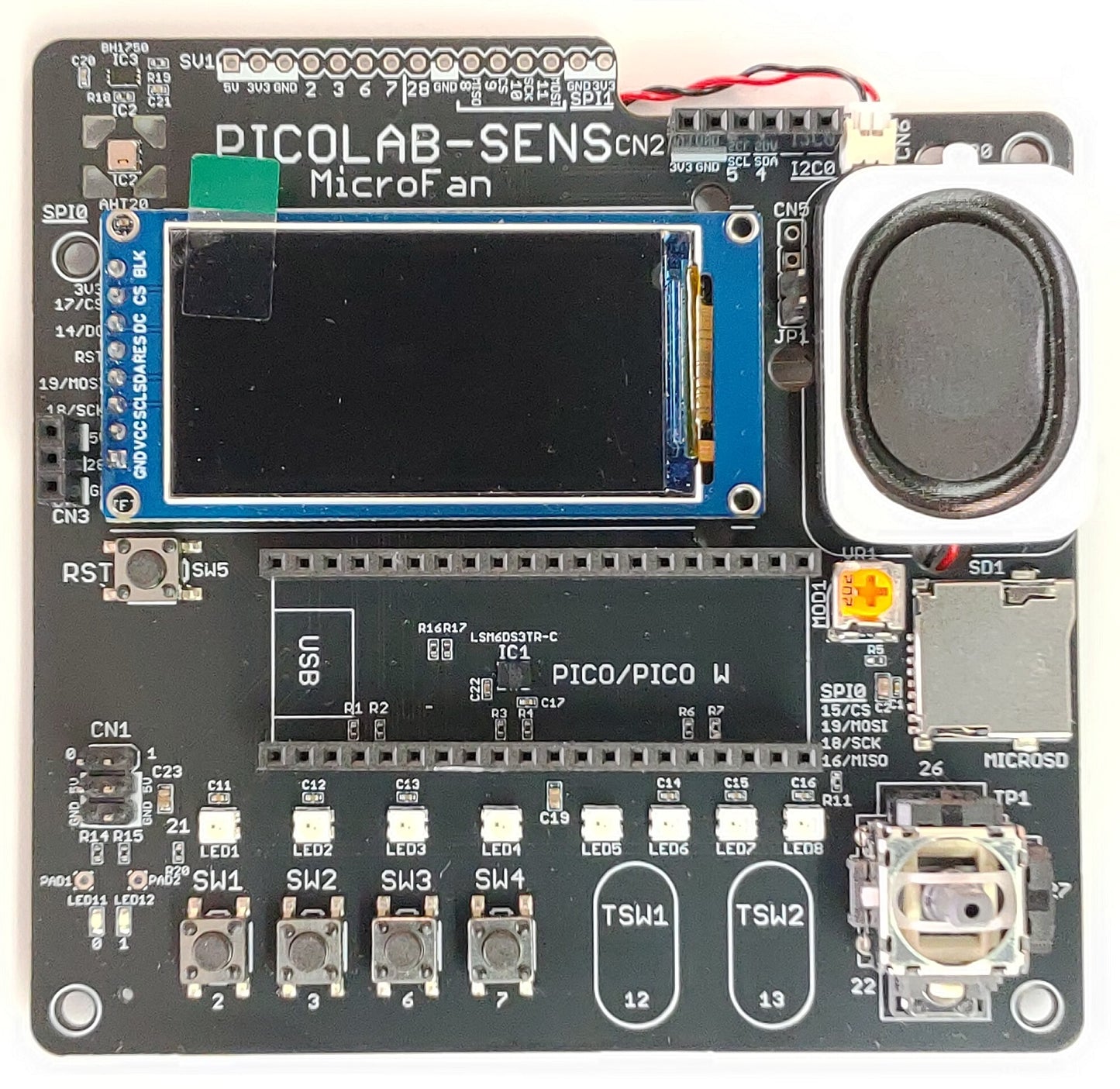 PICOLAB-SENS (実験用多機能拡張ボード: Raspberry Pi PICO/PICO W対応)